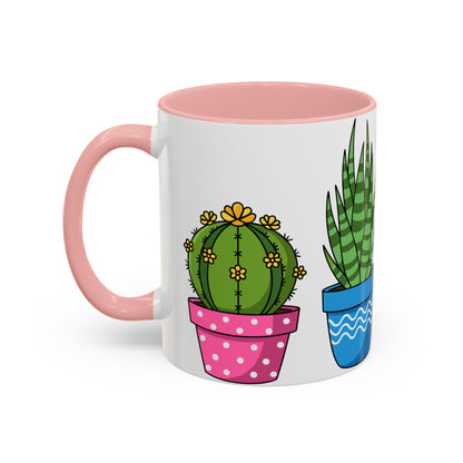 Cactus & Succulent Accent Coffee Mug — Cute Potted Plants 11/15oz