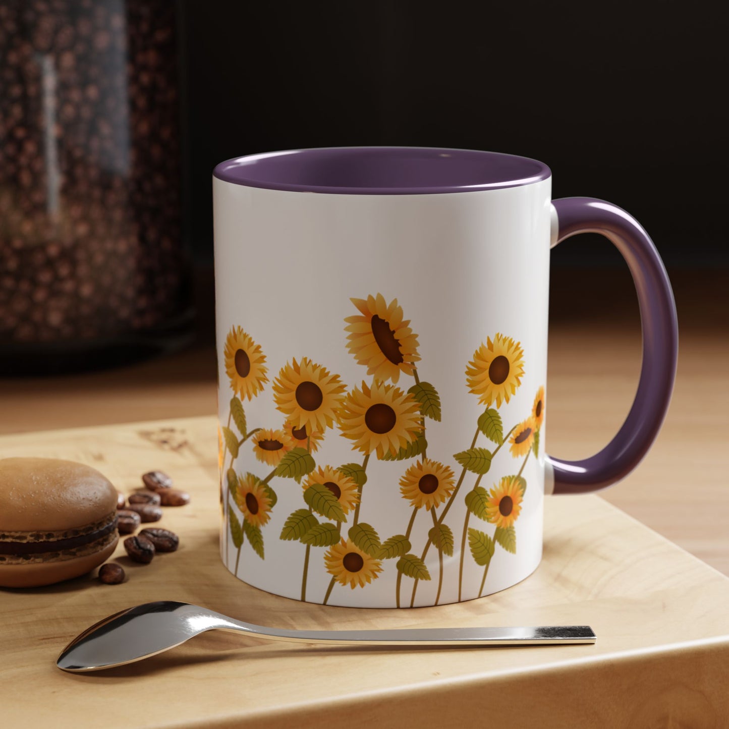 Sunflower Field Accent Tea Mug – Bright Floral 11/15oz Ceramic