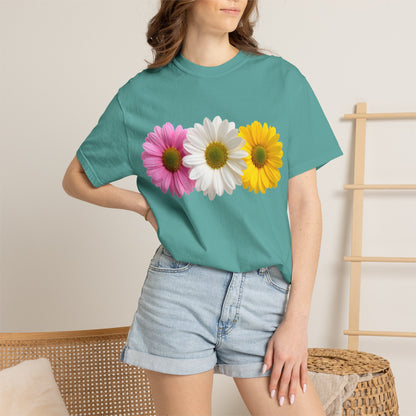 Daisy Trio T-Shirt — Pink White Yellow Floral Tee