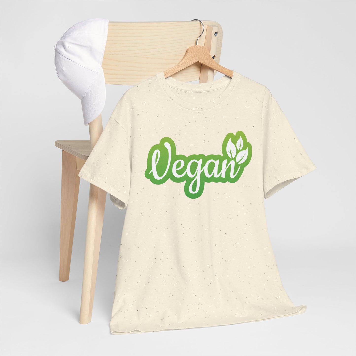 Vegan Script Tee — Green Leaf Eco-Friendly T-Shirt