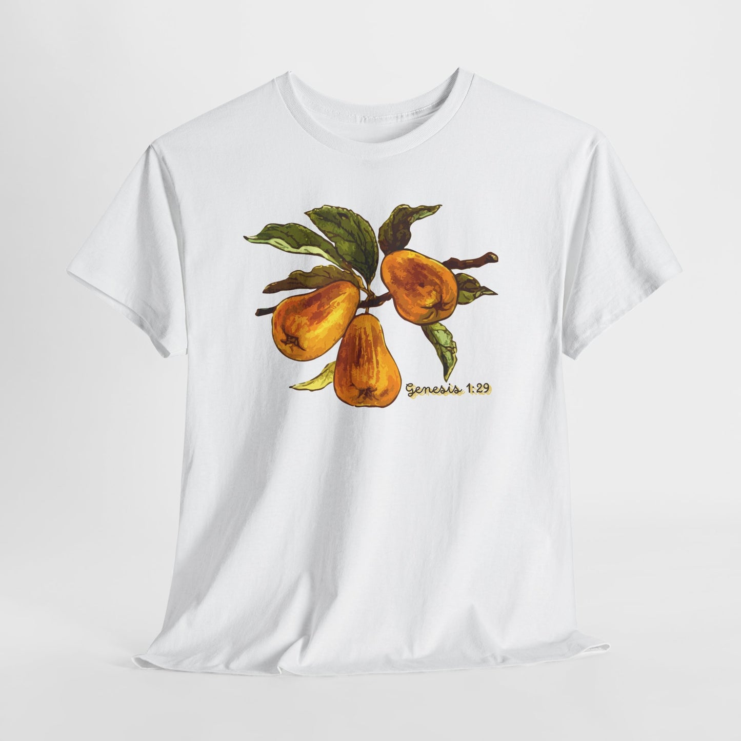 Pear Branch Tee — Watercolor Fruit Graphic T‑Shirt (Genesis 1:29)