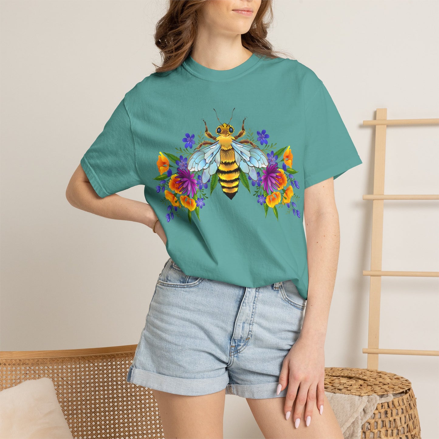 Bee & Wildflower T-Shirt — Floral Honeybee Graphic Tee