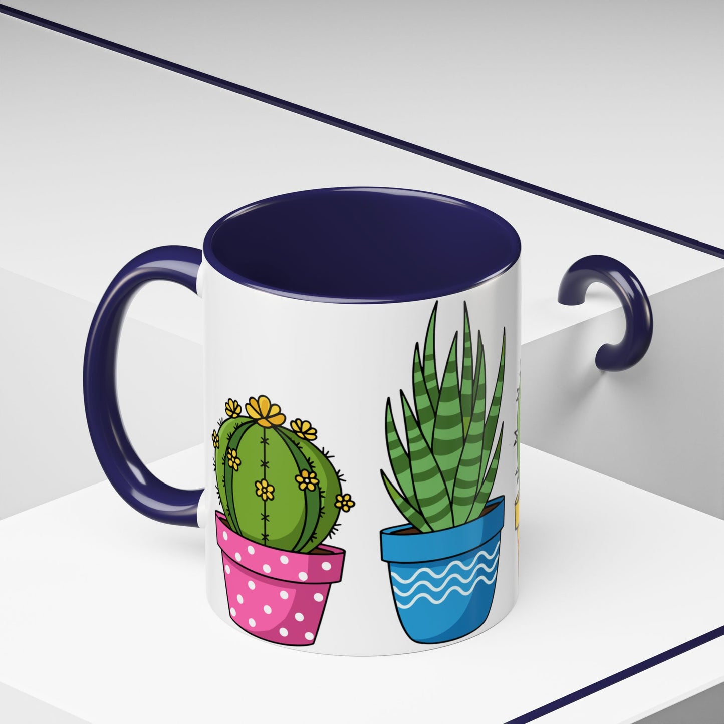 Cactus & Succulent Accent Coffee Mug — Cute Potted Plants 11/15oz