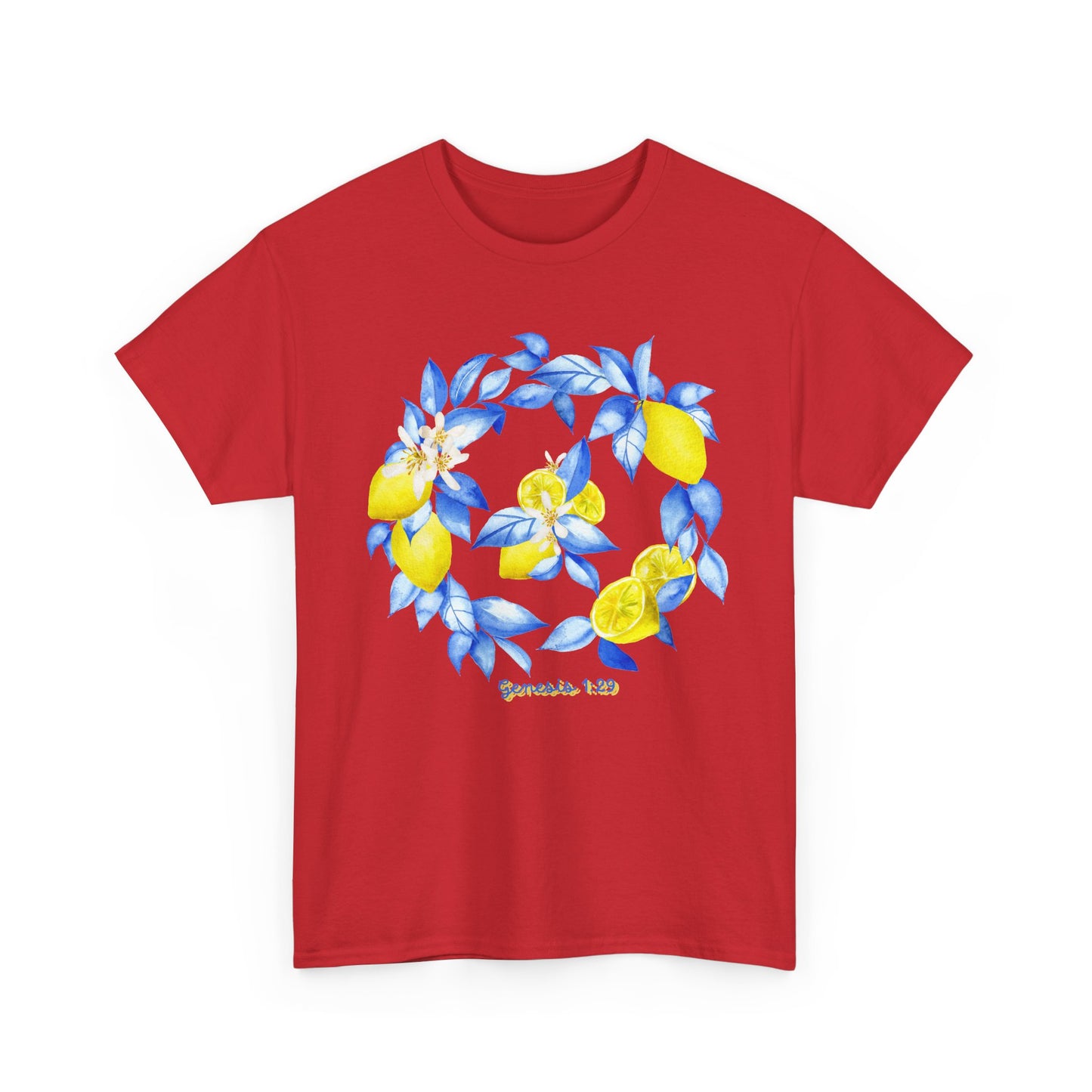 Lemon Wreath Graphic Tee — Genesis 1:29 Floral Scripture T-Shirt