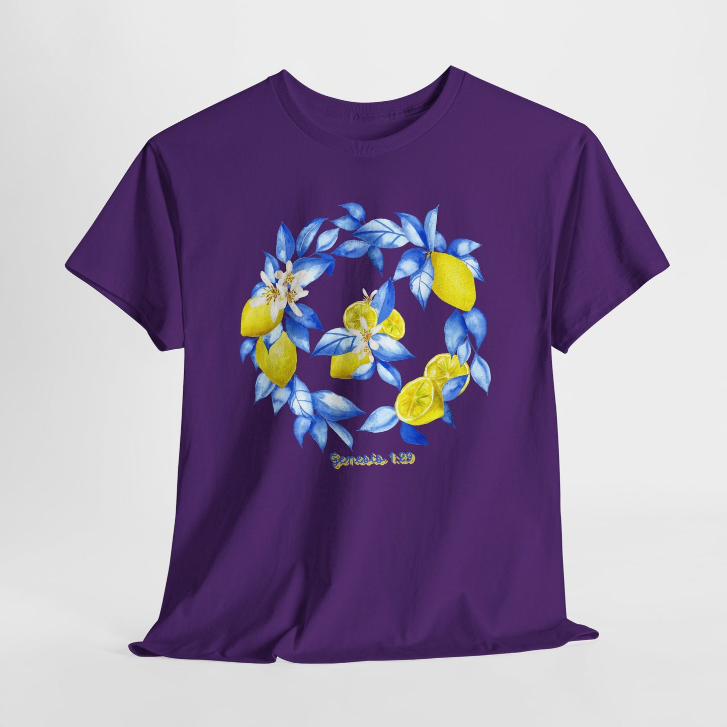 Lemon Wreath Graphic Tee — Genesis 1:29 Floral Scripture T-Shirt