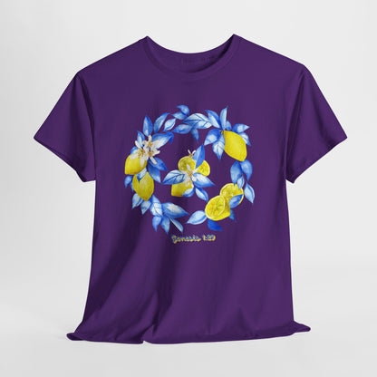 Lemon Wreath Graphic Tee — Genesis 1:29 Floral Scripture T-Shirt