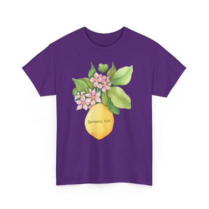 Lemon Blossom T-Shirt — Genesis 1:29 Floral Faith Tee
