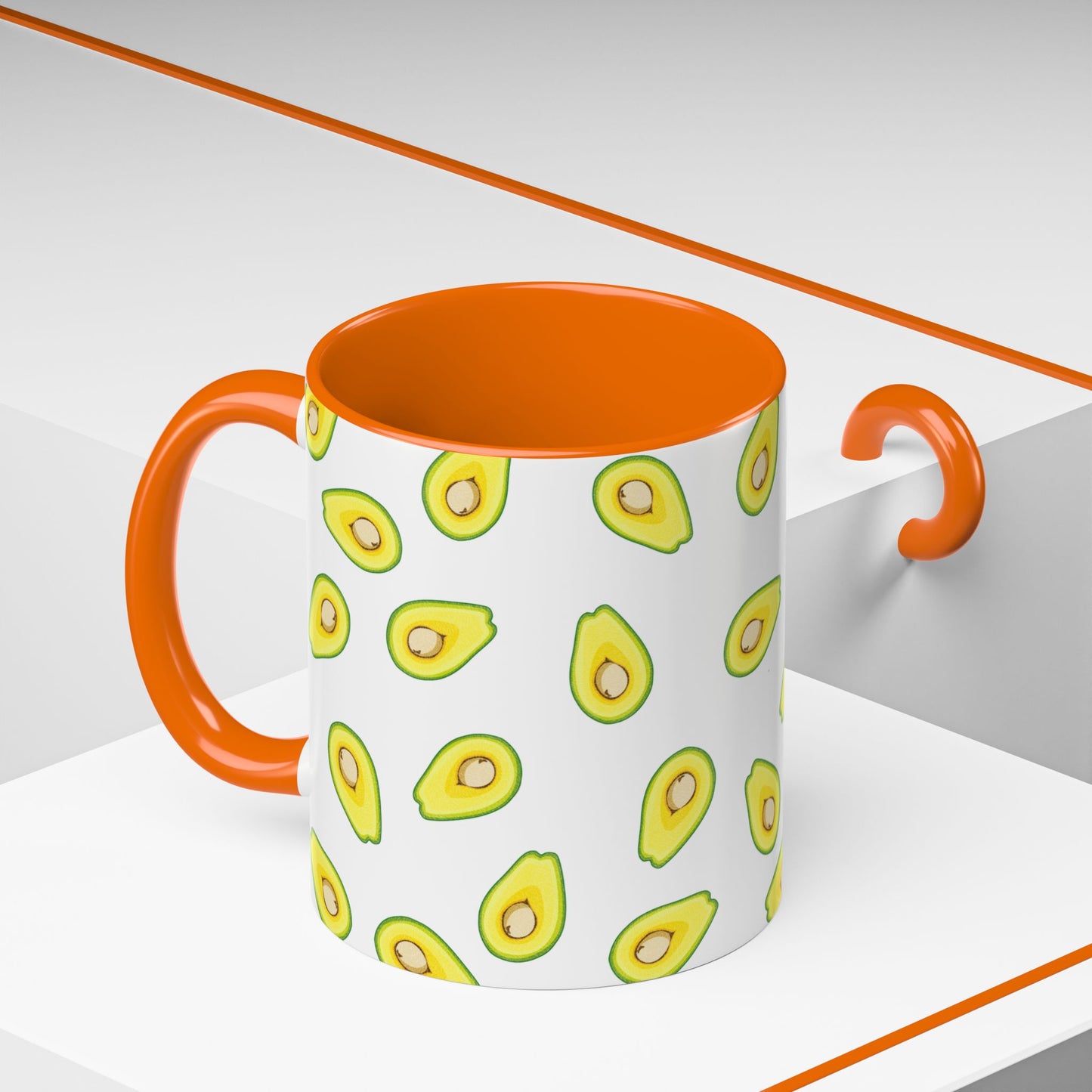 Avocado Pattern Coffee Mug — Cute Avocado Print Accent Mug (11/15oz)