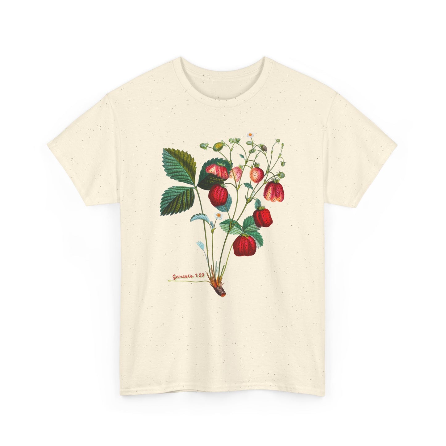 Strawberry Botanical Tee — Vintage Fruit Illustration T-Shirt Genesis 1:29