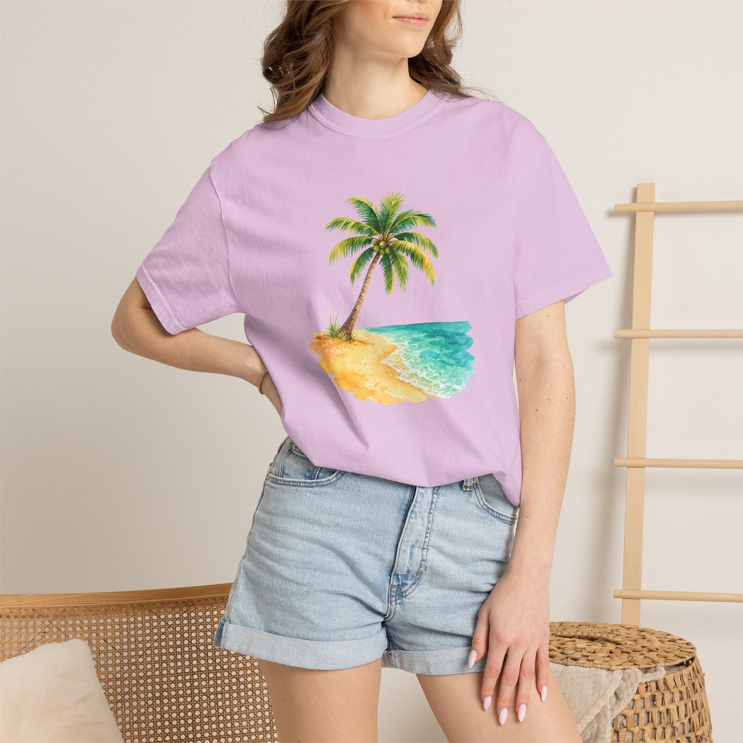 Tropical Palm Beach T-Shirt — Watercolor Island Graphic Tee