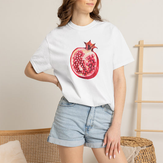 Pomegranate Watercolor T-Shirt — Fruit Illustration Tee for Foodies & Nature Lovers
