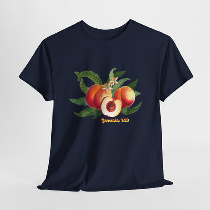 Peach Botanical Tee — Vintage Fruit Illustration T-Shirt ("Genesis 1:29")