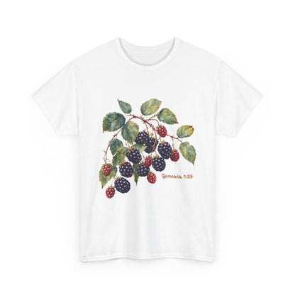 T-Shirt — Vintage Blackberry Branch Illustration Tee (Genesis 1:29)