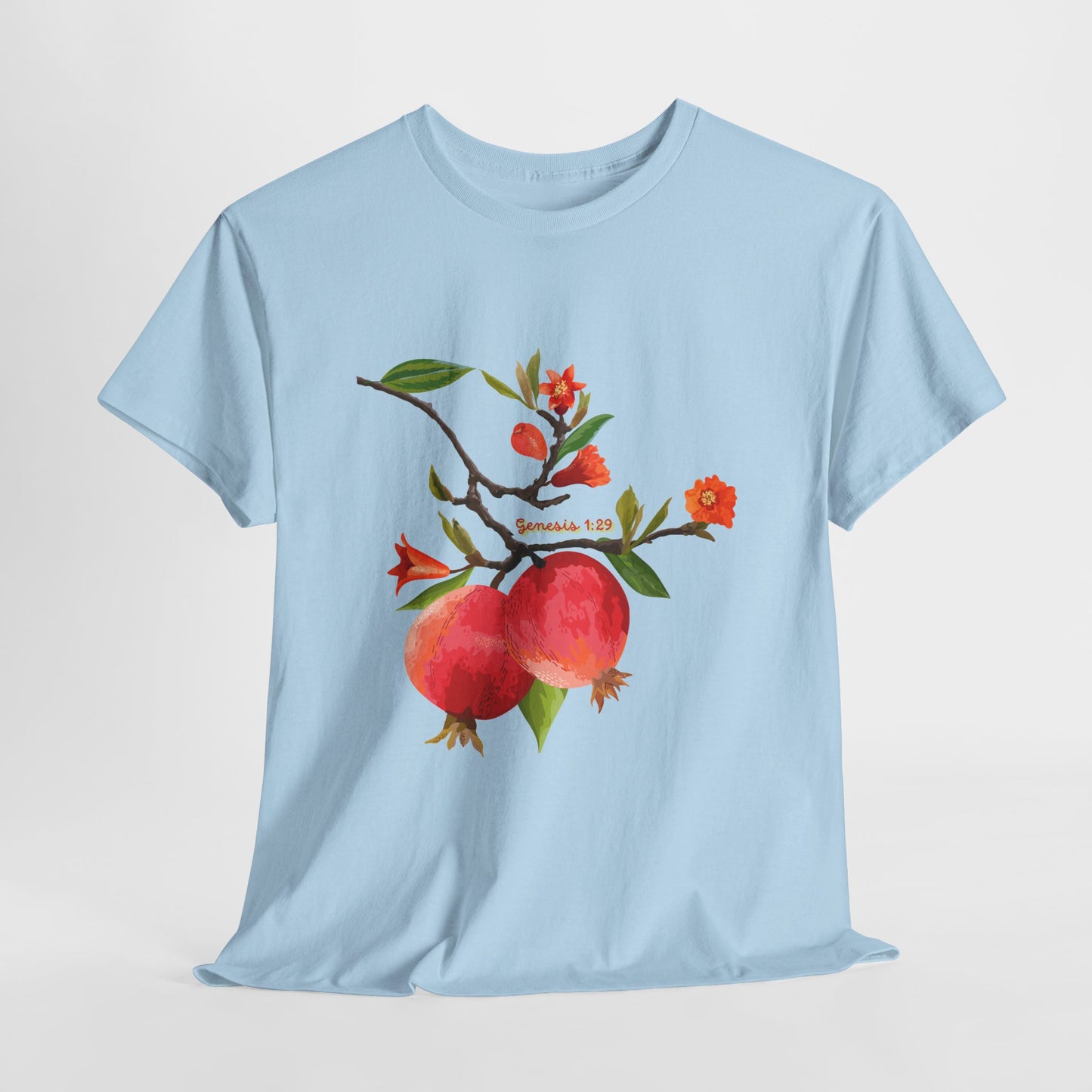Pomegranate Bloom T-Shirt — Botanical Fruit Watercolor Tee