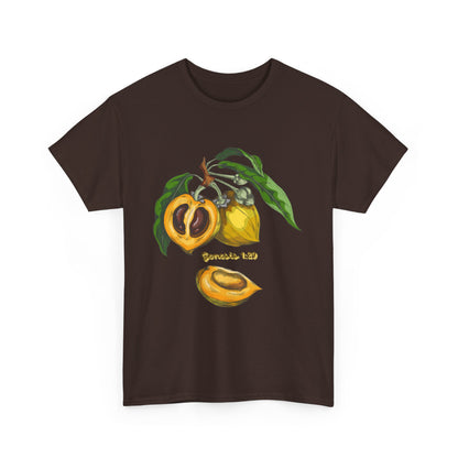 Apricot Illustration T-Shirt — Botanical Fruit Graphic Tee Genesis 1:29