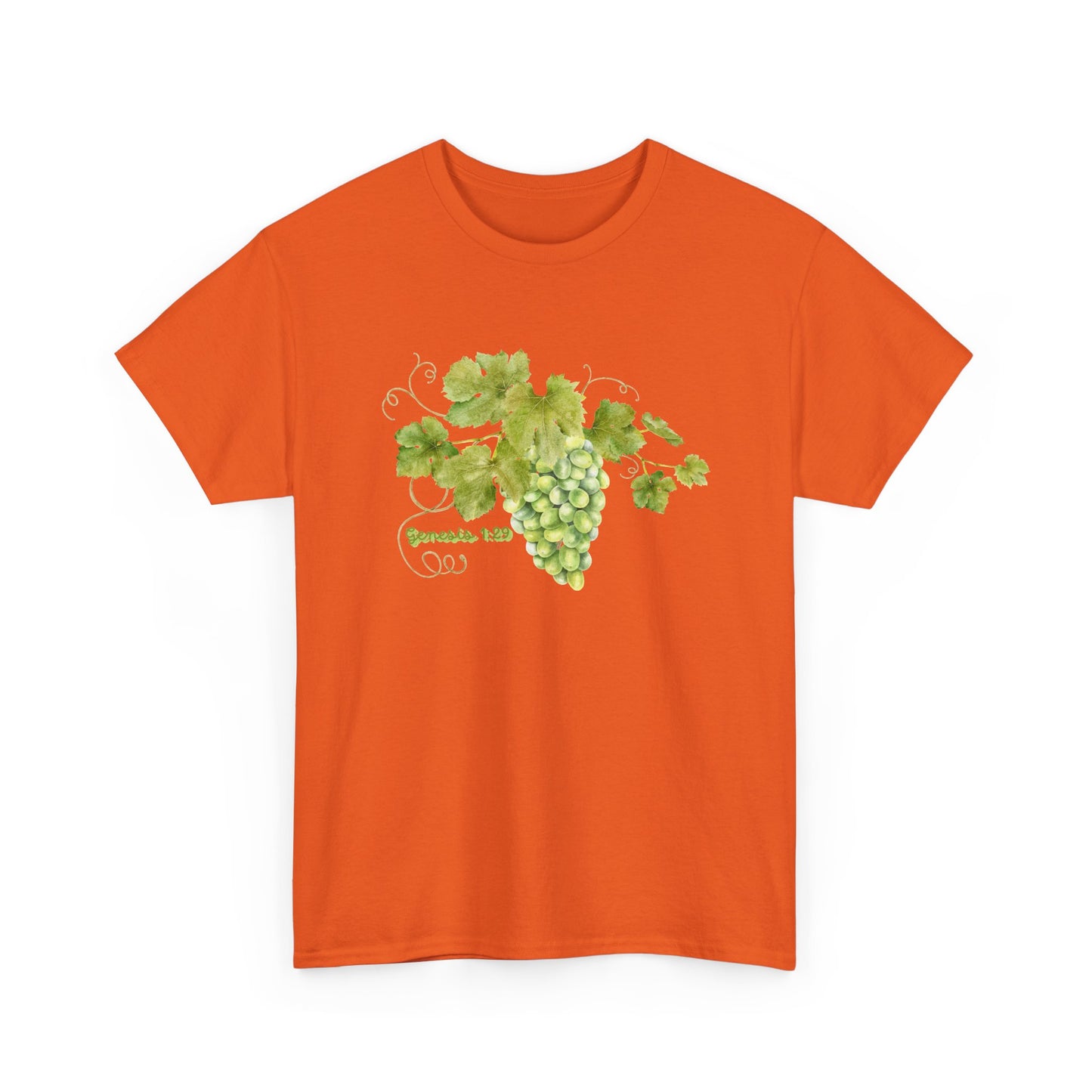 Genesis 1:29 Grapevine Watercolor T-Shirt — Green Grape Vines Tee