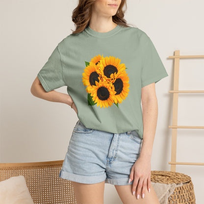 Sunflower Trio T-Shirt — Bright Floral Graphic Tee