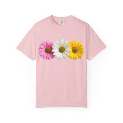 Daisy Trio T-Shirt — Pink White Yellow Floral Tee