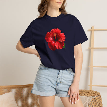 Hibiscus Bloom T-Shirt — Red Floral Graphic Tee