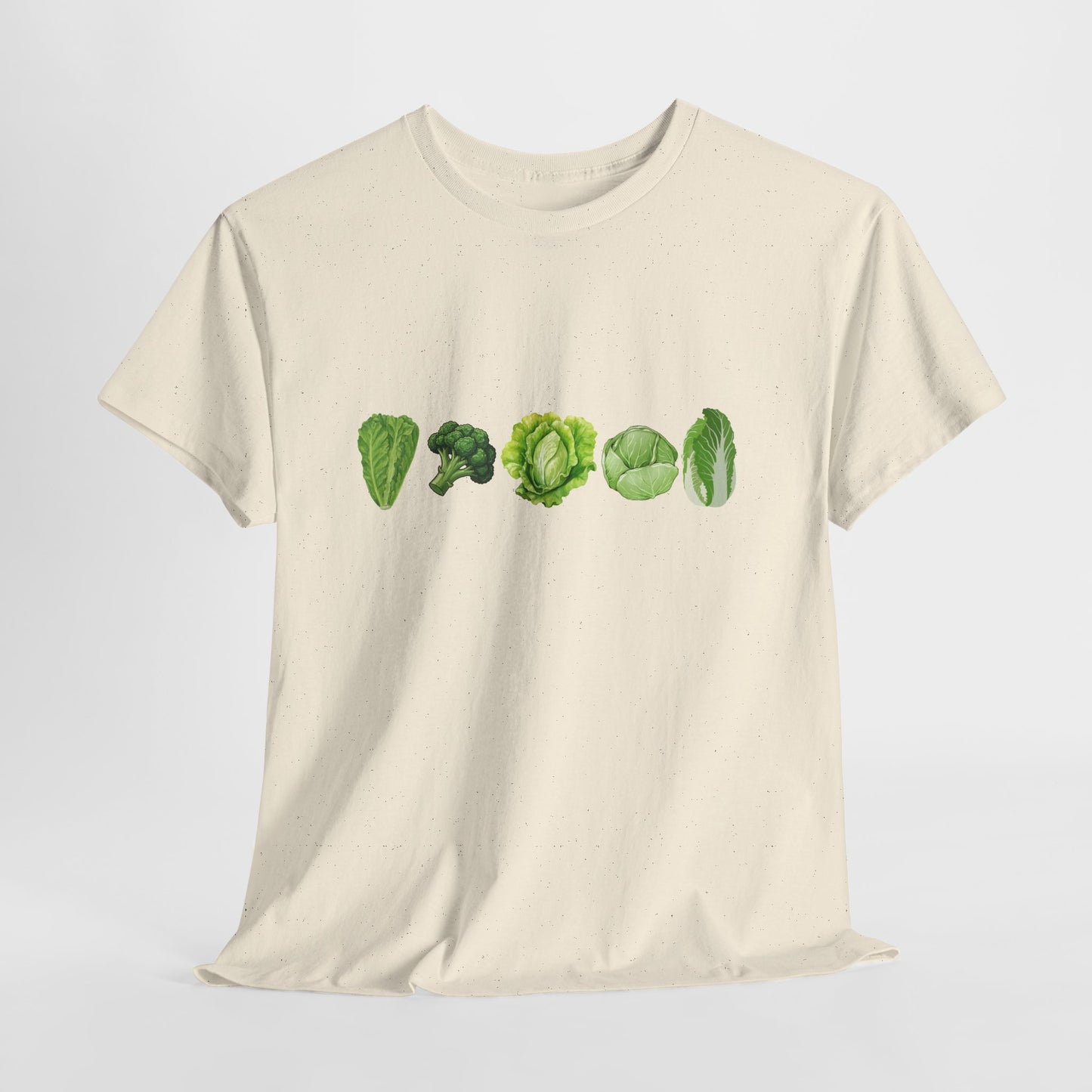 Vegetable Row T-Shirt — Green Veggies Lettuce Broccoli Cabbage Graphic Tee