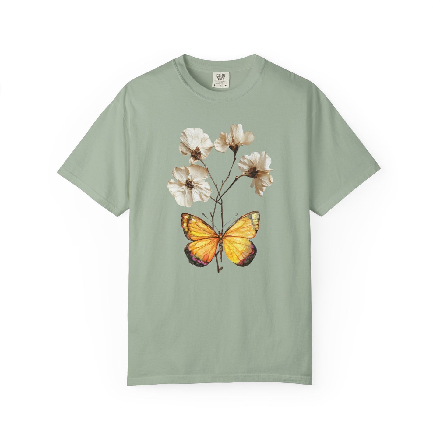 Butterfly & Dried Flowers Graphic T-Shirt — Vintage Botanical Tee
