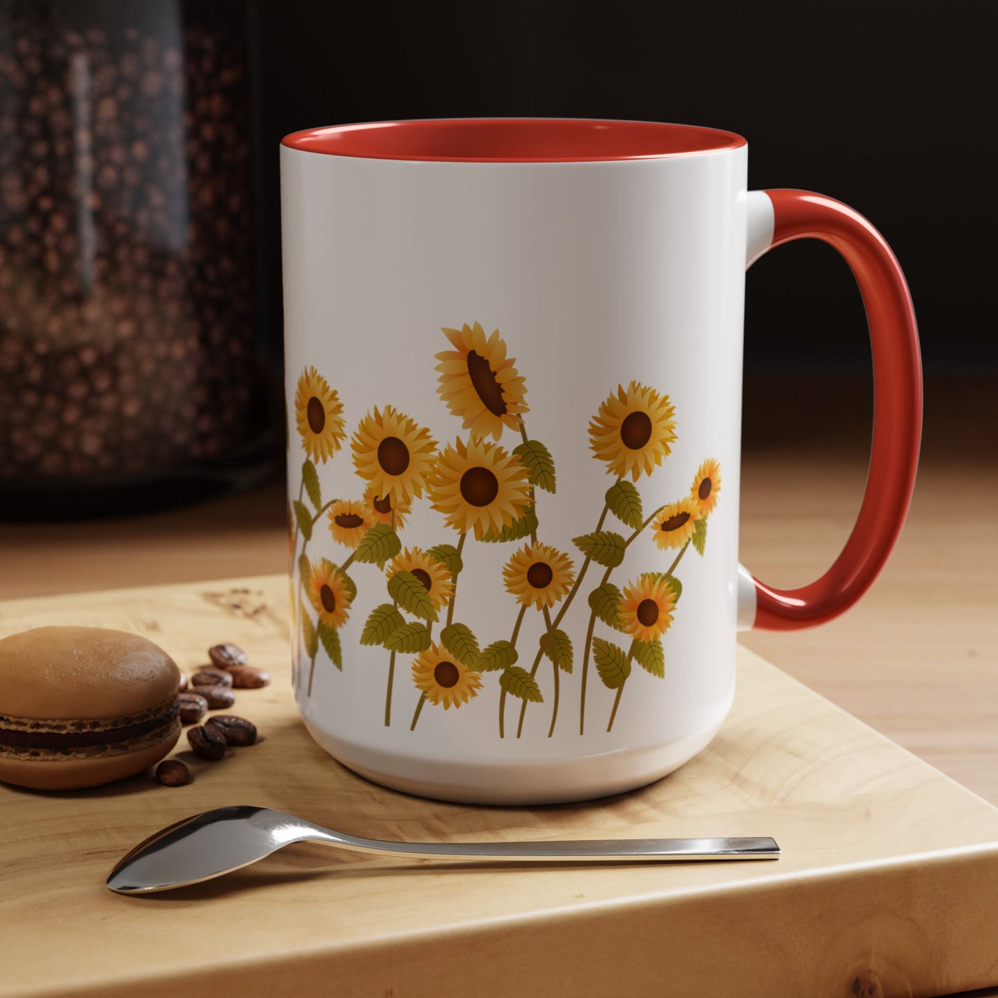 Sunflower Field Accent Tea Mug – Bright Floral 11/15oz Ceramic