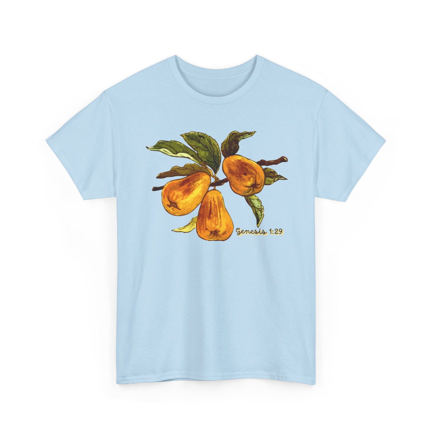 Pear Branch Tee — Watercolor Fruit Graphic T‑Shirt (Genesis 1:29)