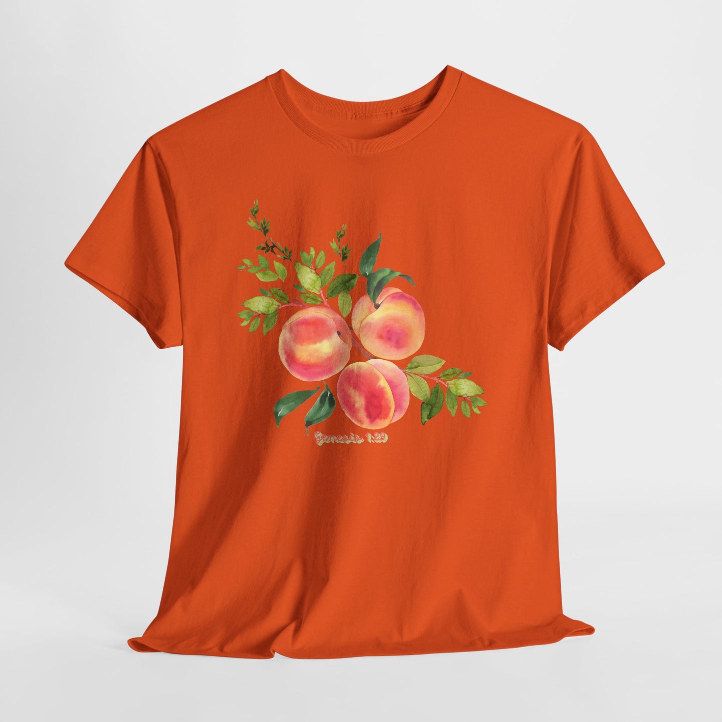 Peach Botanical Tee — Watercolor Fruit Graphic T‑Shirt