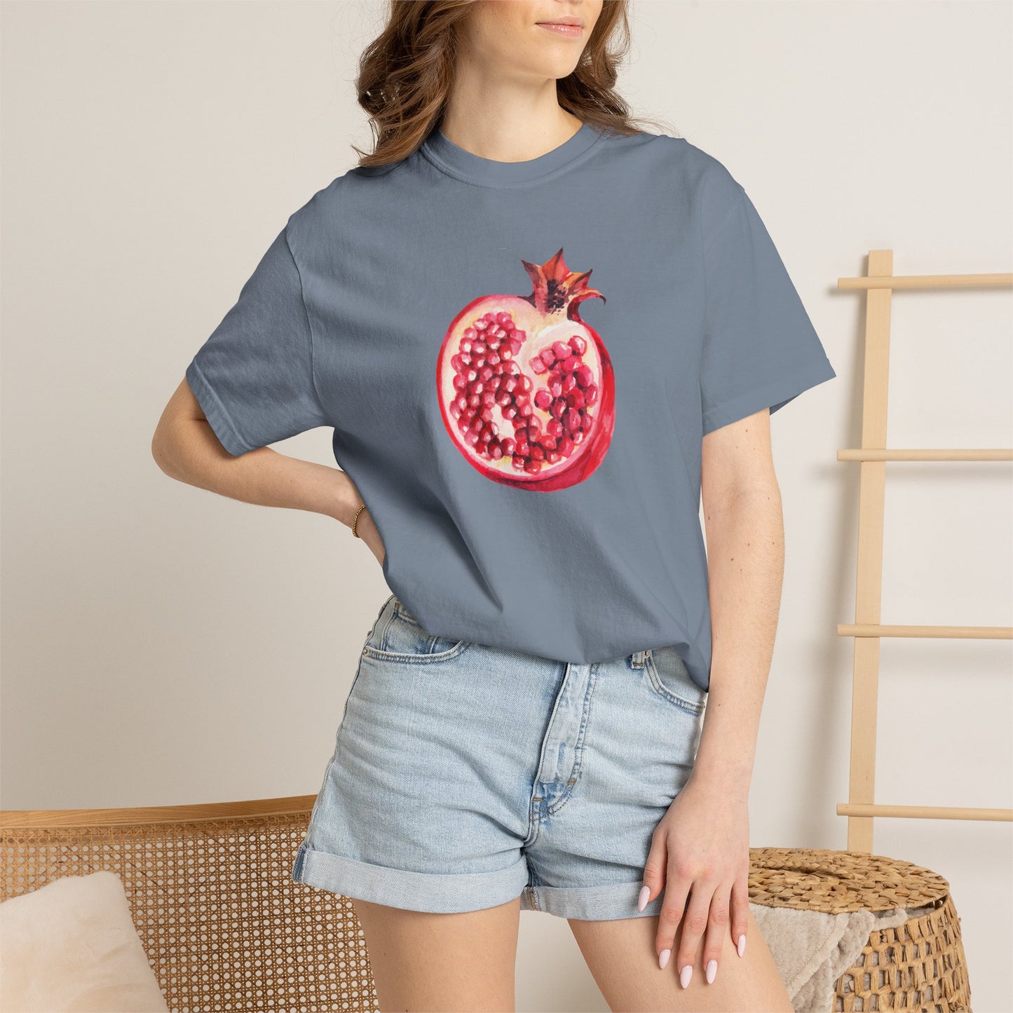 Pomegranate Watercolor T-Shirt — Fruit Illustration Tee for Foodies & Nature Lovers