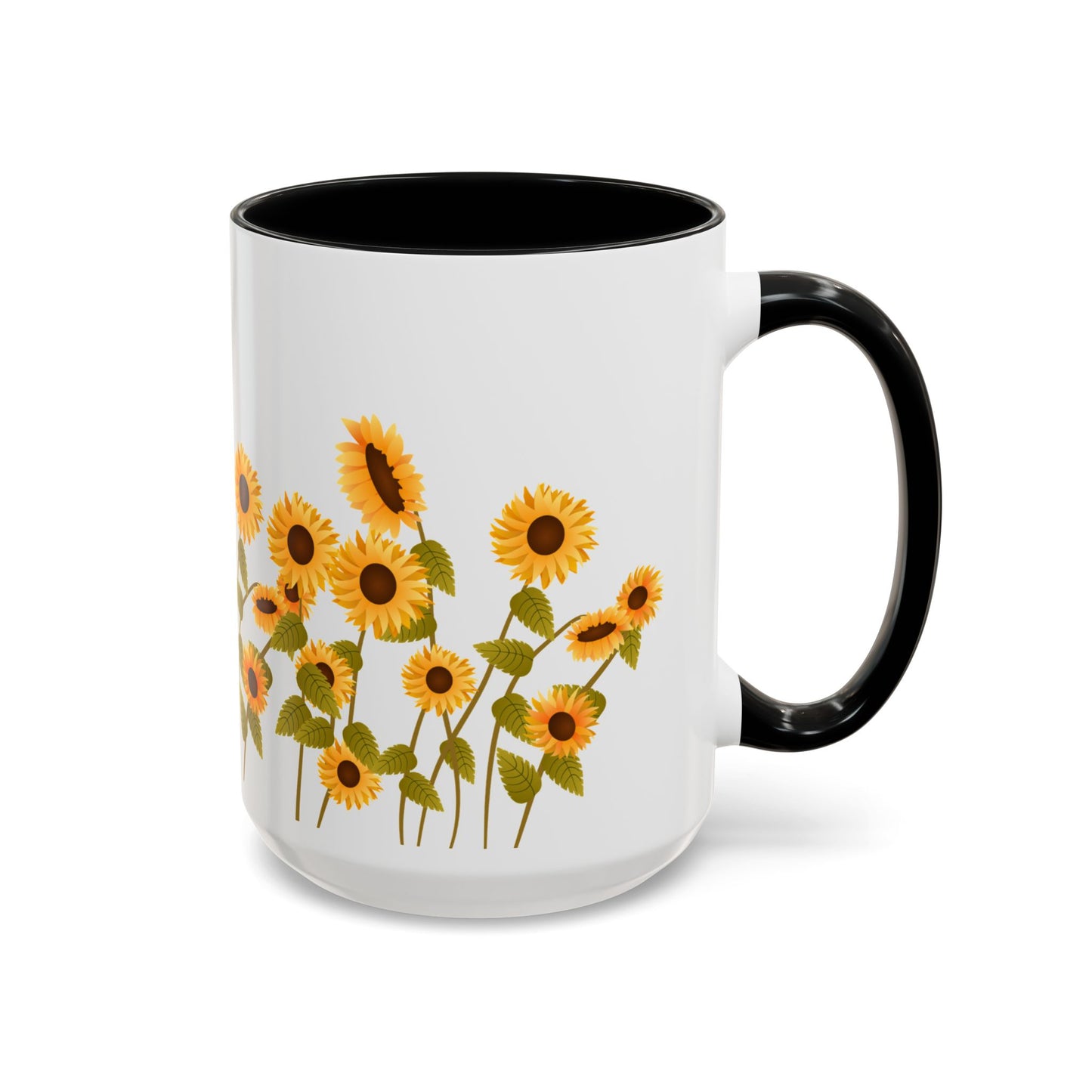 Sunflower Field Accent Tea Mug – Bright Floral 11/15oz Ceramic