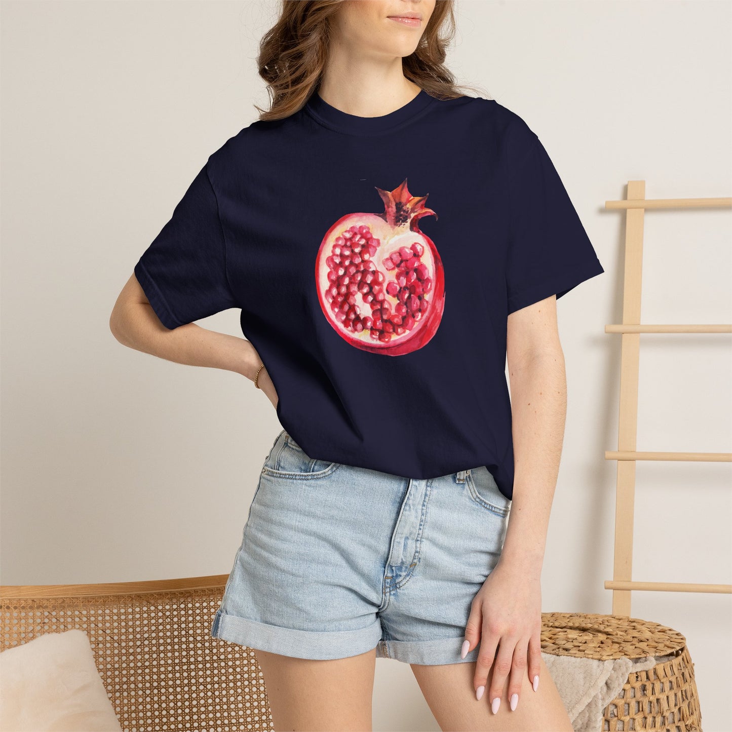 Pomegranate Watercolor T-Shirt — Fruit Illustration Tee for Foodies & Nature Lovers