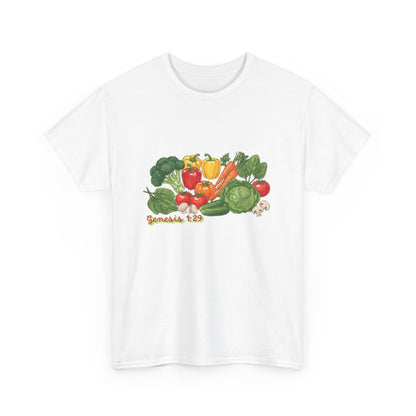 Vegetable Garden Tee — Fresh Veggies Illustration with "Genesis 1:29"