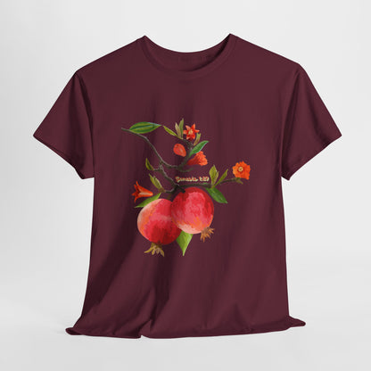Pomegranate Bloom T-Shirt — Botanical Fruit Watercolor Tee
