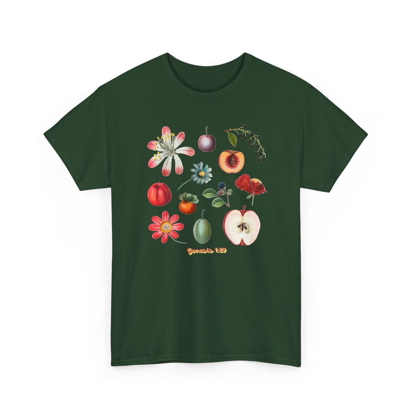 Botanical Fruit Garden T‑Shirt — Floral & Fruit Illustration Tee (Genesis 1:29)