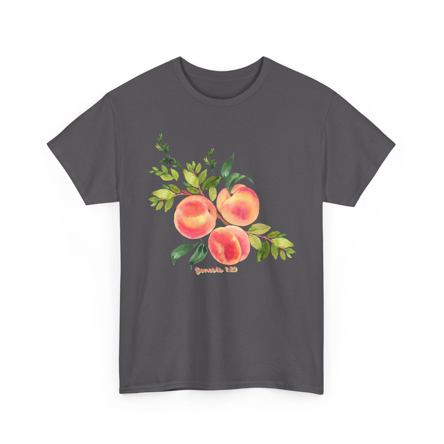 Peach Botanical Tee — Watercolor Fruit Graphic T‑Shirt