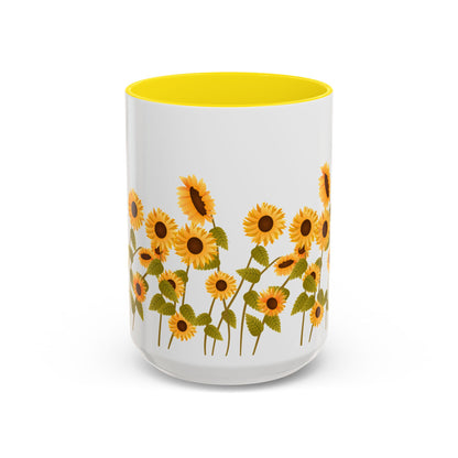 Sunflower Field Accent Tea Mug – Bright Floral 11/15oz Ceramic