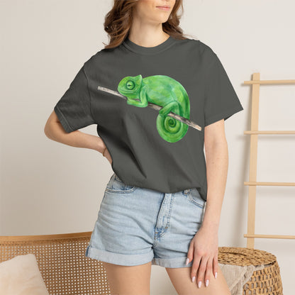 Chameleon Branch T-Shirt — Cute Green Chameleon Graphic Tee