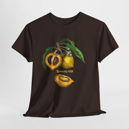 Apricot Illustration T-Shirt — Botanical Fruit Graphic Tee Genesis 1:29