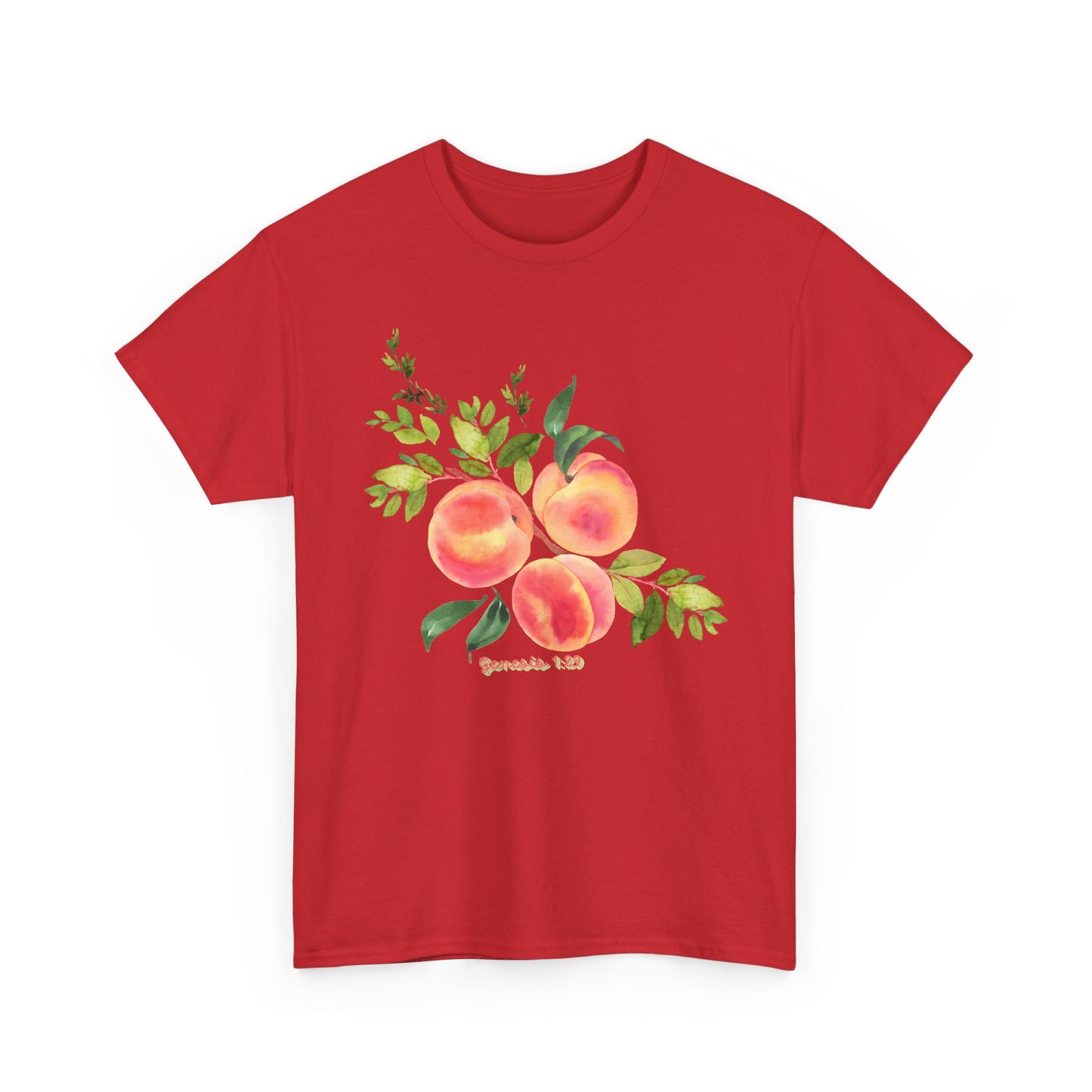 Peach Botanical Tee — Watercolor Fruit Graphic T‑Shirt