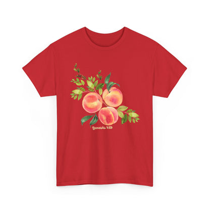 Peach Botanical Tee — Watercolor Fruit Graphic T‑Shirt