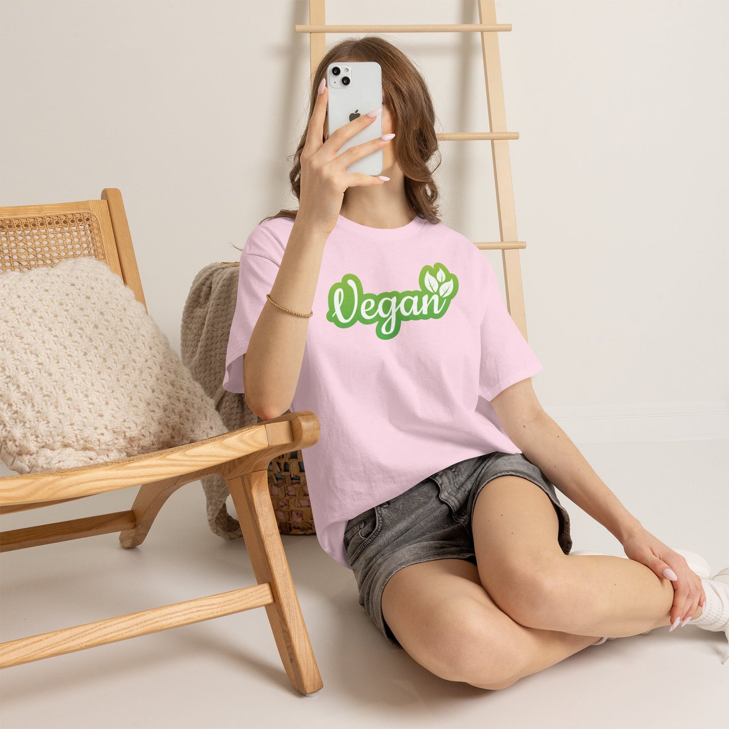 Vegan Script Tee — Green Leaf Eco-Friendly T-Shirt