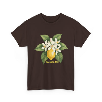 T-Shirt — Lemon Blossom Graphic Tee with 'Genesis 1:29' Scripture