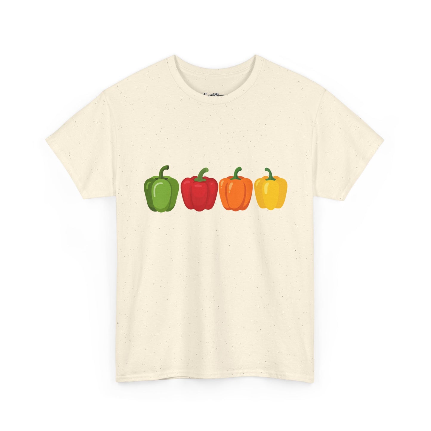 Bell Pepper Graphic Tee — Colorful Green Red Orange Yellow Peppers Shirt
