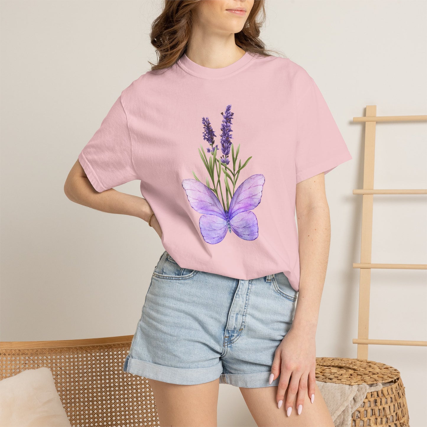 Lavender Butterfly T-Shirt — Watercolor Floral Tee