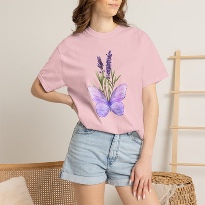 Lavender Butterfly T-Shirt — Watercolor Floral Tee
