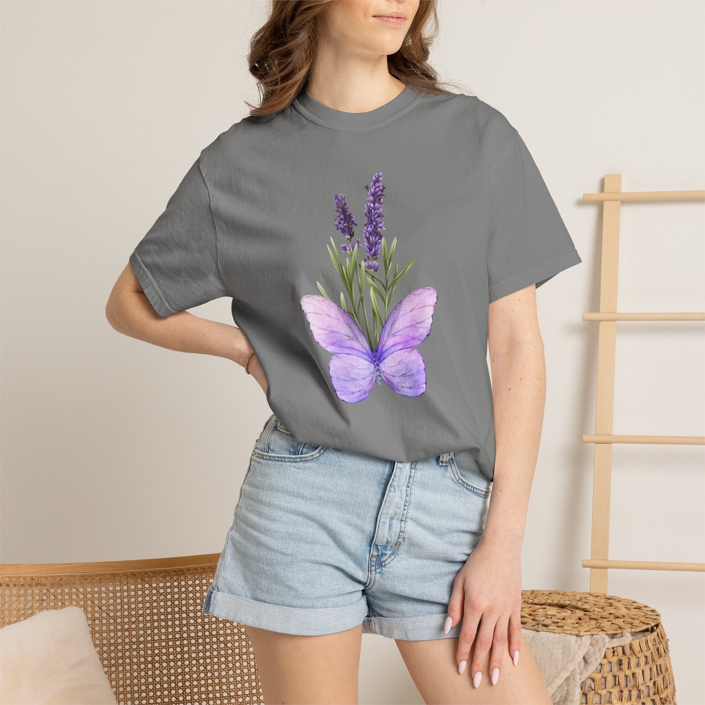 Lavender Butterfly T-Shirt — Watercolor Floral Tee