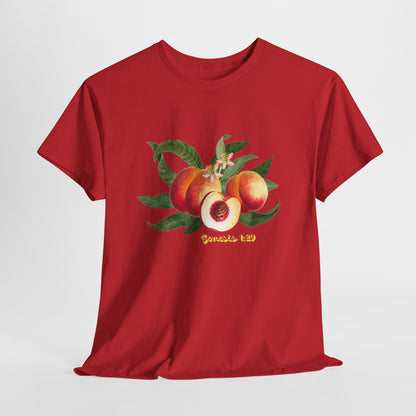 Peach Botanical Tee — Vintage Fruit Illustration T-Shirt ("Genesis 1:29")