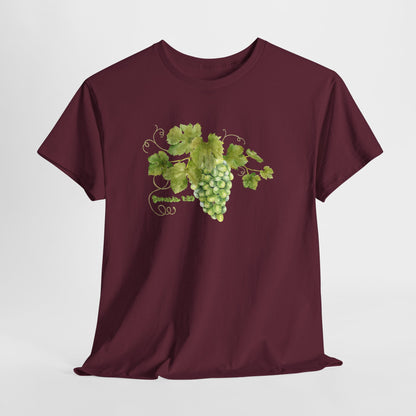 Genesis 1:29 Grapevine Watercolor T-Shirt — Green Grape Vines Tee