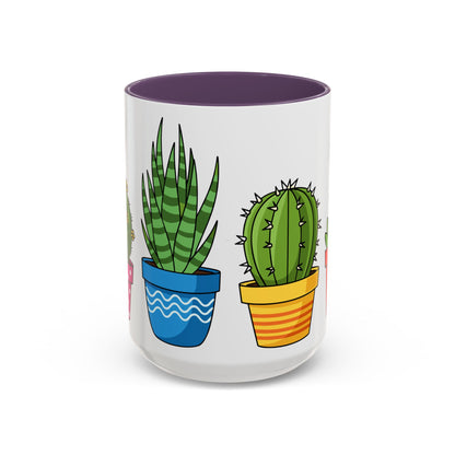 Cactus & Succulent Accent Coffee Mug — Cute Potted Plants 11/15oz