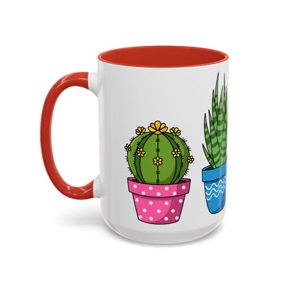 Cactus & Succulent Accent Coffee Mug — Cute Potted Plants 11/15oz